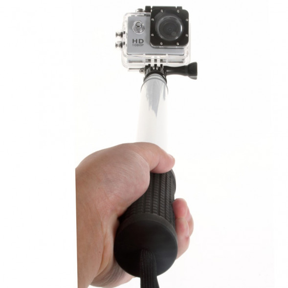 Монопод селфи палка для телефонов и адаптером для камеры GoPro Hero 4, 3 +, 3, 2, 1 (Белый)