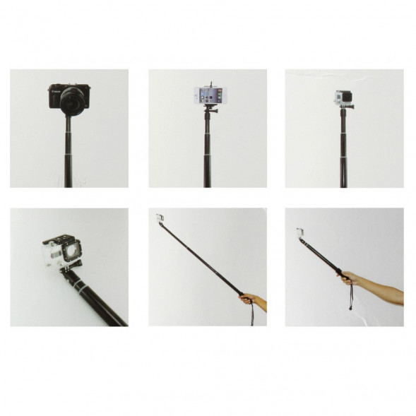 Монопод селфи палка для телефонов и адаптером для камеры GoPro Hero 4, 3 +, 3, 2, 1 (Белый)
