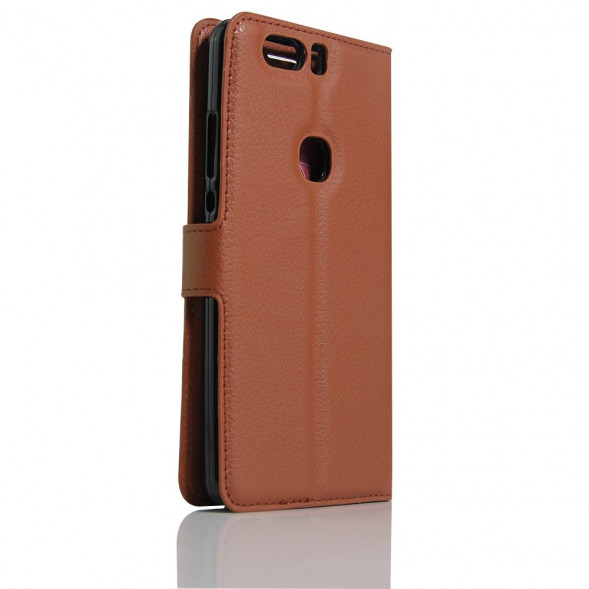 Чехол книжка с визитницей для Huawei Honor V8 (коричневый)