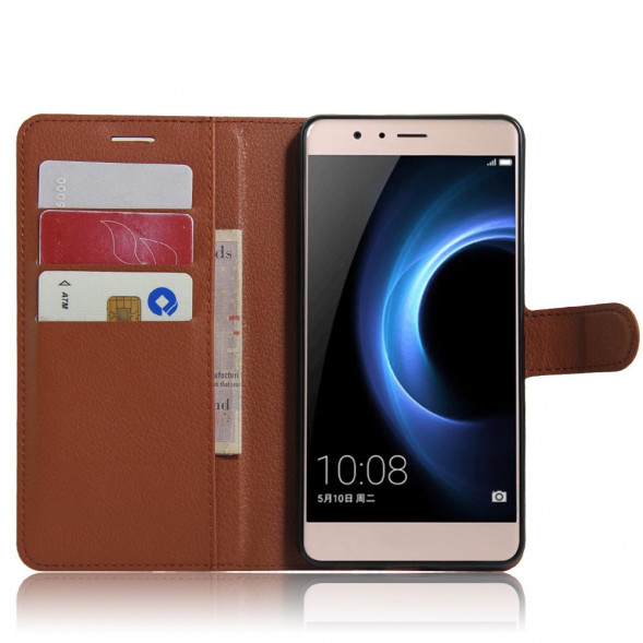 Чехол книжка с визитницей для Huawei Honor V8 (коричневый)