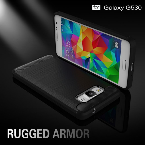 Чехол накладка Carbon Fibre для Samsung Galaxy Grand Prime SM-G530 (черный)