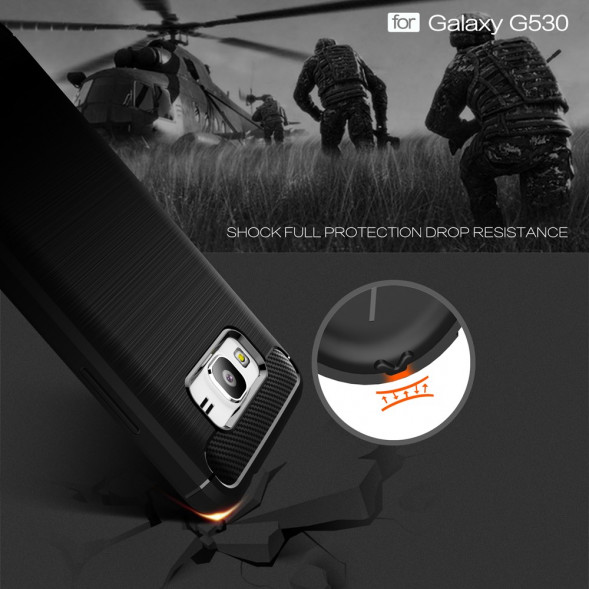 Чехол накладка Carbon Fibre для Samsung Galaxy Grand Prime SM-G530 (черный)