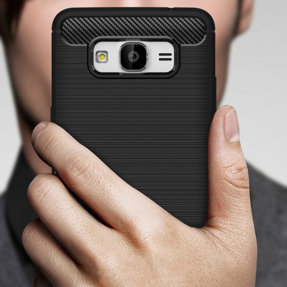 Чехол накладка Carbon Fibre для Samsung Galaxy Grand Prime SM-G530 (черный)