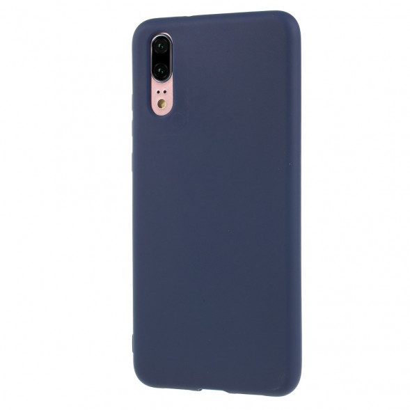 Матовый силиконовый чехол накладка для Huawei P20 (Синий)