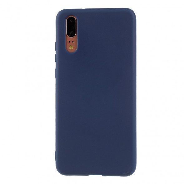 Матовый силиконовый чехол накладка для Huawei P20 (Синий)