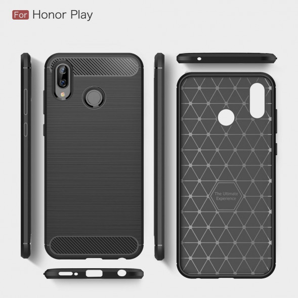 Чехол Carbon Fibre для Huawei Honor Play (серый)