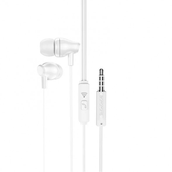 Проводные наушники Borofone BM61 Wanderer Universal Earphones With Mic (белая)