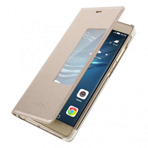 Чехол с окном информации Wake UP - Sleep для Huawei P9 (Золотой)