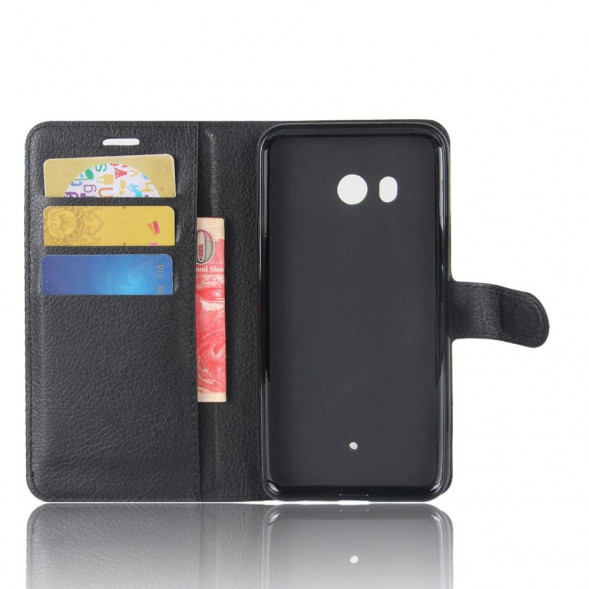 Чехол книжка с визитницей для HTC U11 (черный)