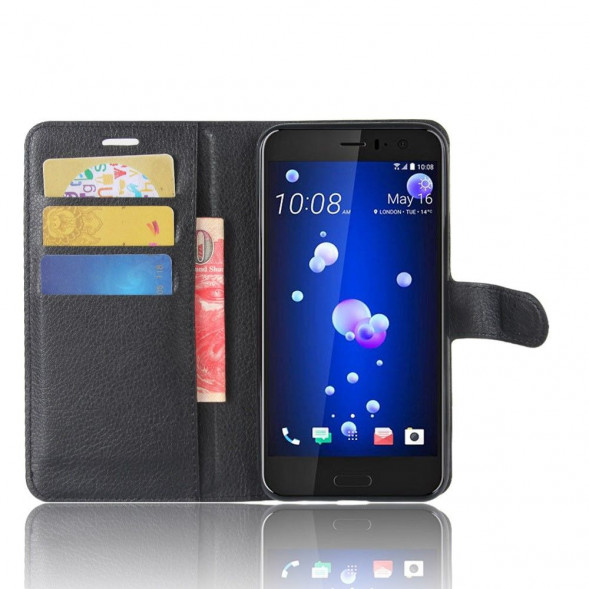 Чехол книжка с визитницей для HTC U11 (черный)