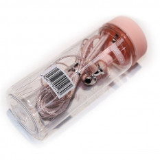 Гарнитура 3.5 Earphones MC-128 с микрофоном в баночке (розовый)