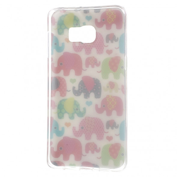 TPU Чехол с рисунком для Samsung Galaxy S6 EDGE+ G928 (Слоны)