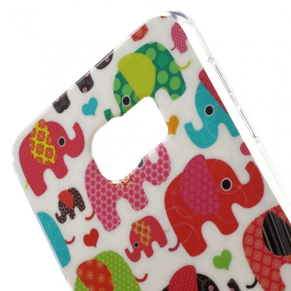 TPU Чехол с рисунком для Samsung Galaxy S6 EDGE+ G928 (Слоны)
