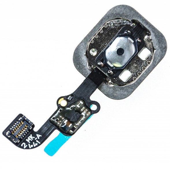 Шлейф iPhone 6, 6 Plus на кнопку Home + кнопка (Белая в золотистой рамке)