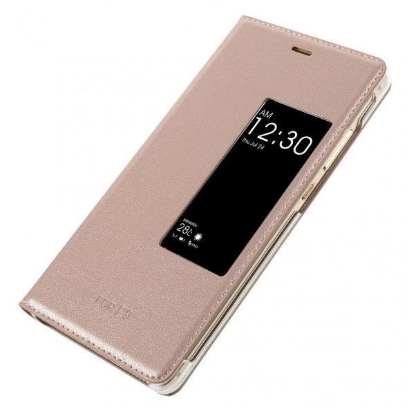 Чехол с окном информации Wake UP - Sleep для Huawei P9 (Розовое золото)