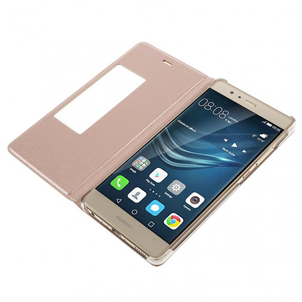 Чехол с окном информации Wake UP - Sleep для Huawei P9 (Розовое золото)
