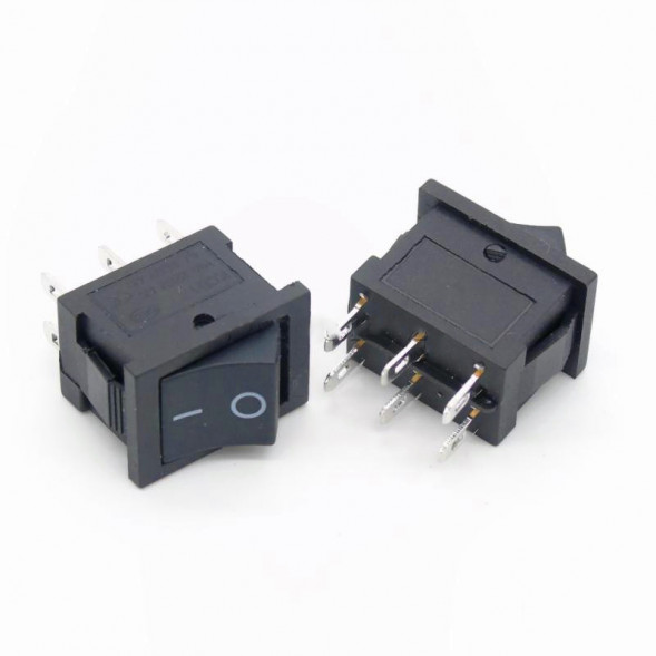 Переключатель ON-OFF 6A 250VAC 6Pin (черная клавиша)
