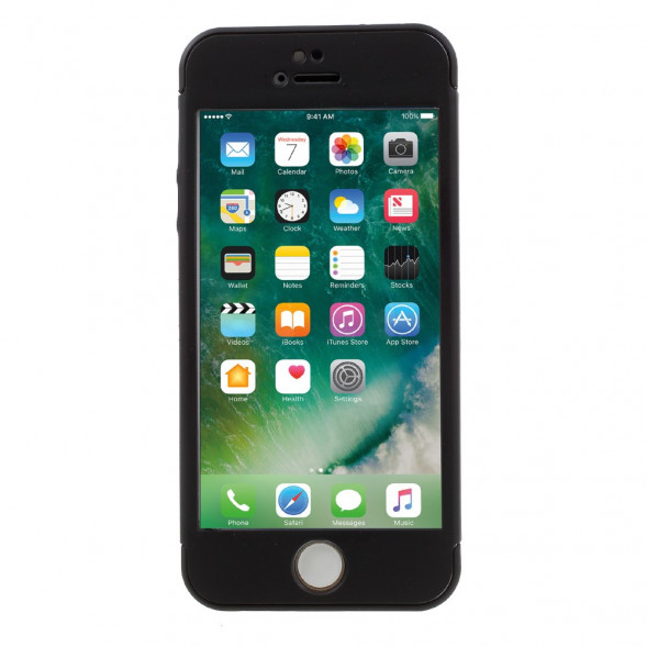 360 Двухсторонний чехол для iPhone SE, 5S, 5 (черный) + стекло
