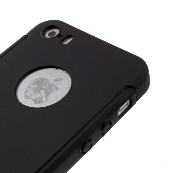 360 Двухсторонний чехол для iPhone SE, 5S, 5 (черный) + стекло