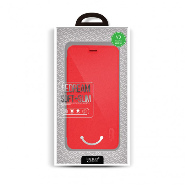 Чехол книжкой LENUO для Huawei Honor V8 (красный)
