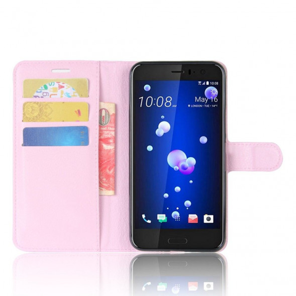 Чехол книжка с визитницей для HTC U11 (розовый)