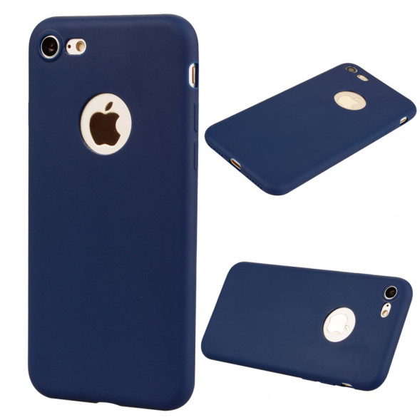 Матовый мягкий чехол для iPhone 8 / 7 (темно-синий)
