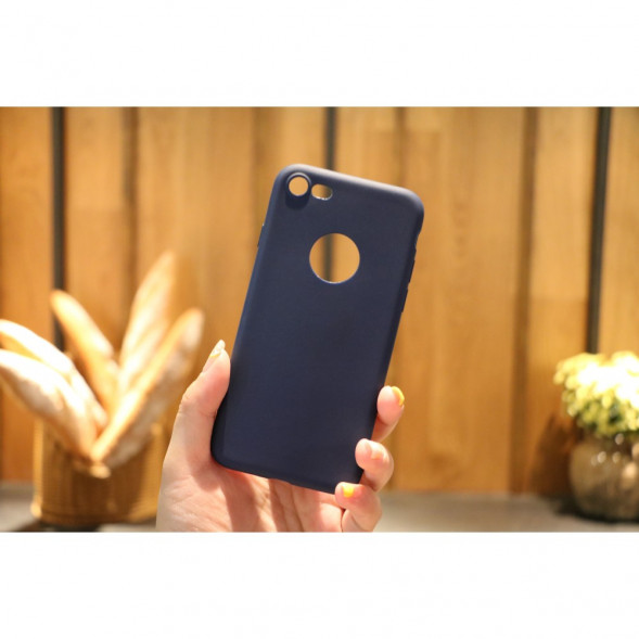 Матовый мягкий чехол для iPhone 8 / 7 (темно-синий)