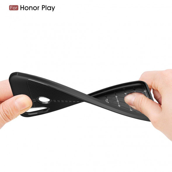 Чехол-накладка Litchi Grain для Huawei Honor Play (темно-синий)