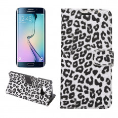 Леопардовый чехол книжка для Samsung Galaxy S6 EDGE+ G928 (Белый)