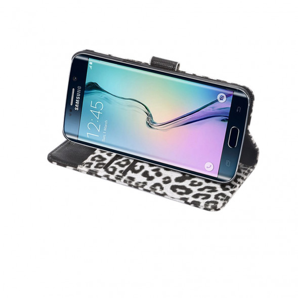Леопардовый чехол книжка для Samsung Galaxy S6 EDGE+ G928 (Белый)