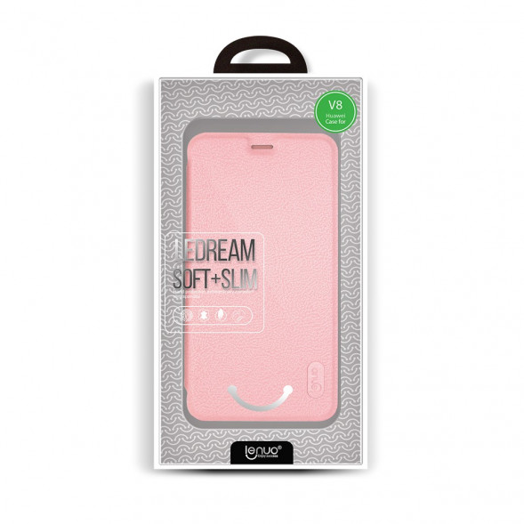 Чехол книжкой LENUO для Huawei Honor V8 (розовый)