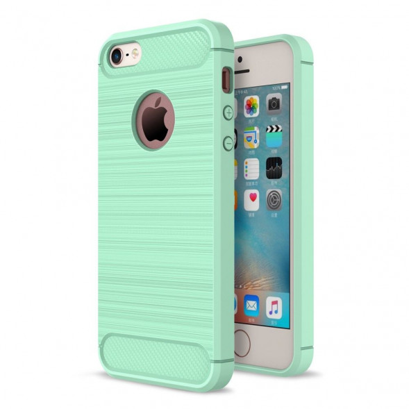 Чехол накладка Carbon Fibre для iPhone 5, 5S, SE (зеленый)