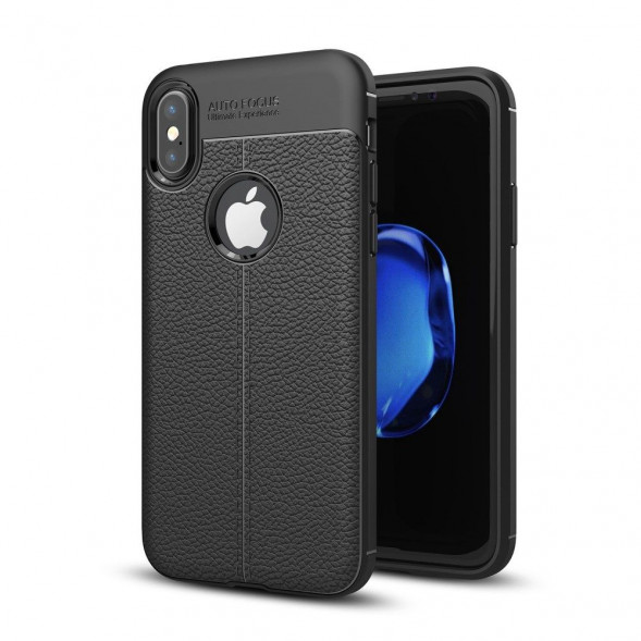 Чехол-накладка Litchi Grain для iPhone X (черный)