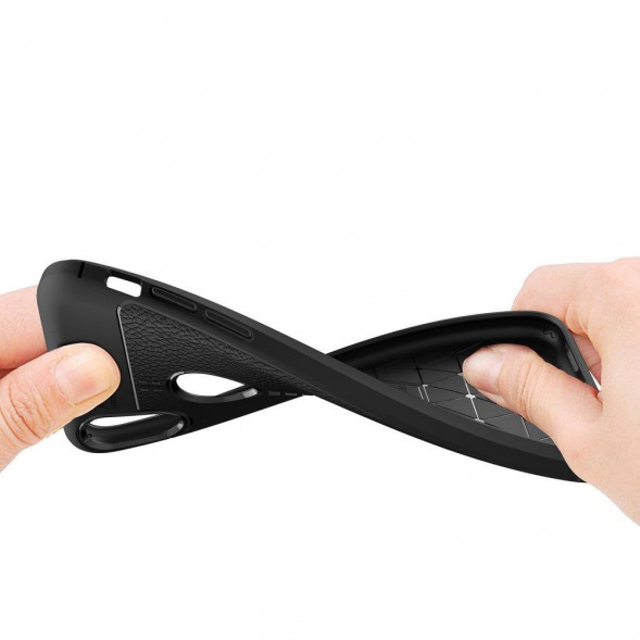 Чехол-накладка Litchi Grain для iPhone X (черный)