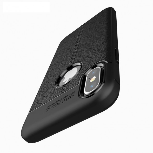 Чехол-накладка Litchi Grain для iPhone X (черный)