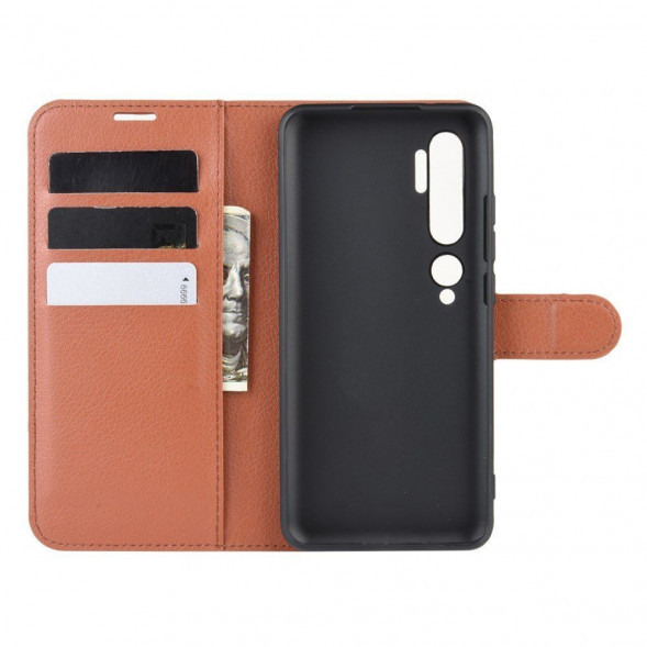 Чехол книжка для Xiaomi Mi Note 10, Mi Note 10 Pro, Mi CC9 Pro (коричневый)