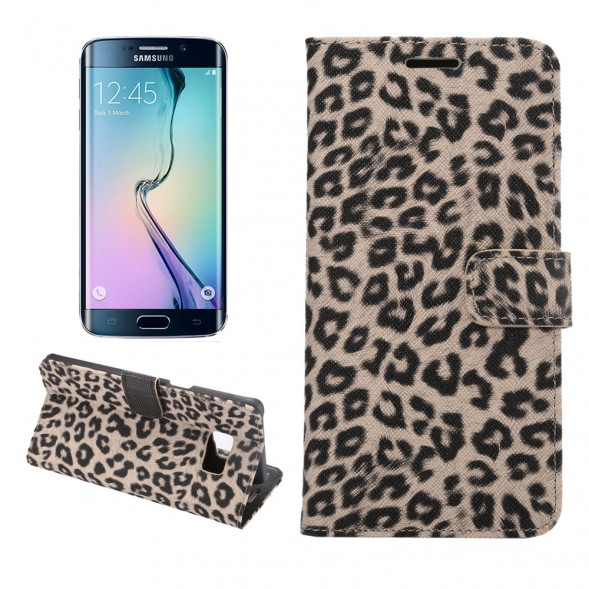 Леопардовый чехол книжка для Samsung Galaxy S6 EDGE+ G928 (Коричневый)