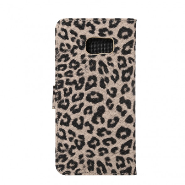 Леопардовый чехол книжка для Samsung Galaxy S6 EDGE+ G928 (Коричневый)