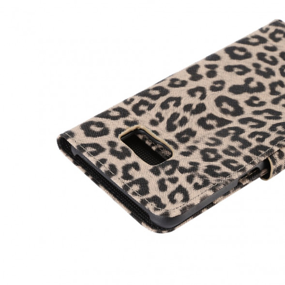 Леопардовый чехол книжка для Samsung Galaxy S6 EDGE+ G928 (Коричневый)