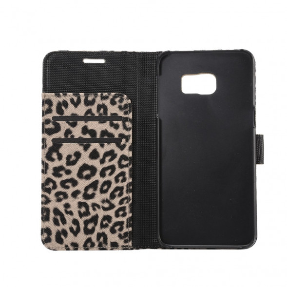 Леопардовый чехол книжка для Samsung Galaxy S6 EDGE+ G928 (Коричневый)
