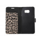 Леопардовый чехол книжка для Samsung Galaxy S6 EDGE+ G928 (Коричневый)