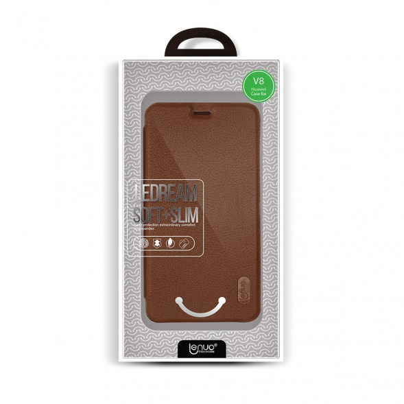 Чехол книжкой LENUO для Huawei Honor V8 (коричневый)