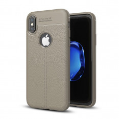 Чехол-накладка Litchi Grain для iPhone X (серый)