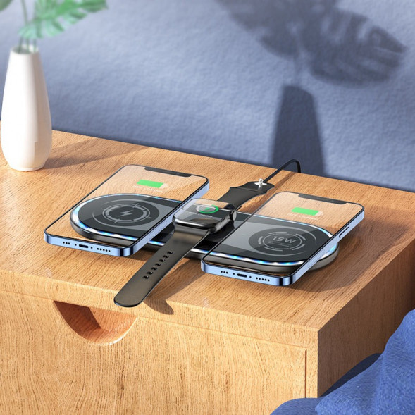 Беспроводное зарядное устройство Borofone BQ14 Absolute 3 в 1, 22,5W (черный)