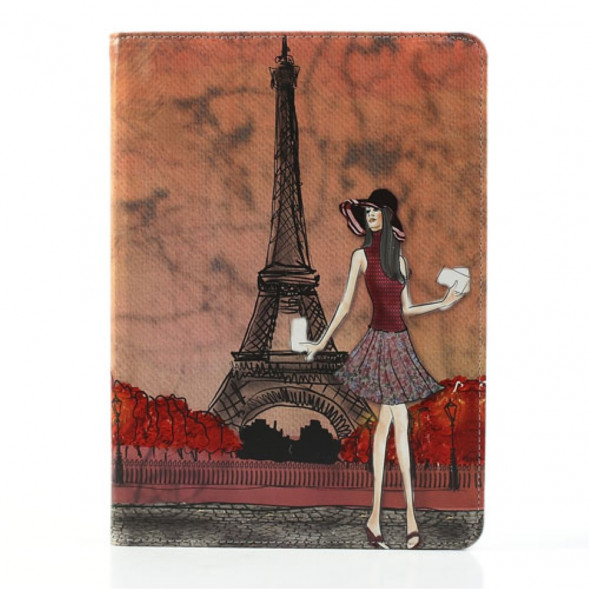 Чехол книжка с рисунком для iPad Air (Эйфелева башня и девочка)