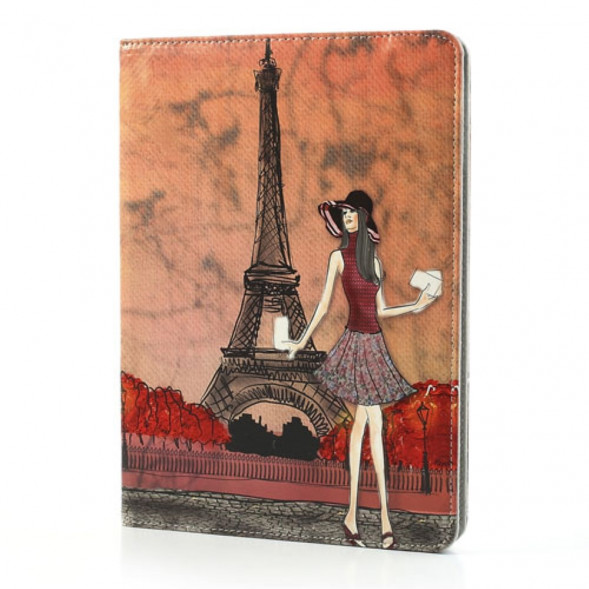 Чехол книжка с рисунком для iPad Air (Эйфелева башня и девочка)