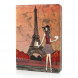 Чехол книжка с рисунком для iPad Air (Эйфелева башня и девочка)