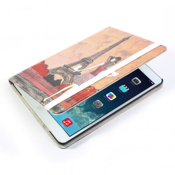 Чехол книжка с рисунком для iPad Air (Эйфелева башня и девочка)
