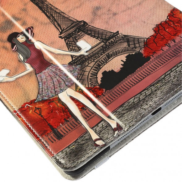 Чехол книжка с рисунком для iPad Air (Эйфелева башня и девочка)