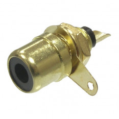 7-0234B GOLD / RS-115G, RCA черное гнездо на панель (зол.)